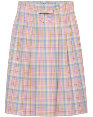 Prada Checked Cotton Midi Skirt - Pink