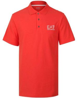 EA7 Logo Lapel Polo Shirt - Red