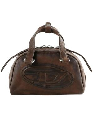 DIESEL Oval D Leather Shoulder Bag - Brown