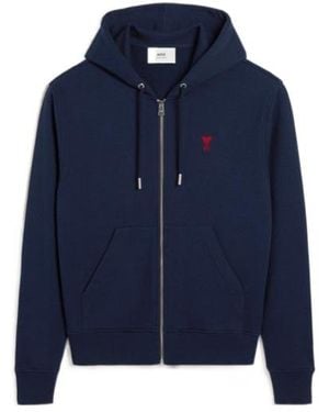 Ami Paris Ami De Coeur Zipped Hoodie - Blue