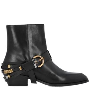 Pinko Buckle-Detail Leather Ankle Boots - Black