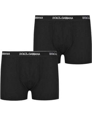 Dolce & Gabbana Plain Cotton Stretch Boxers, 2-Pack - Black