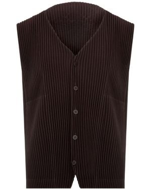 Homme Plissé Issey Miyake Tailored Pleats Button-Up Vest - Black