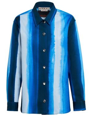 Marni Long Sleeved Striped Buttoned Shirt - Blue
