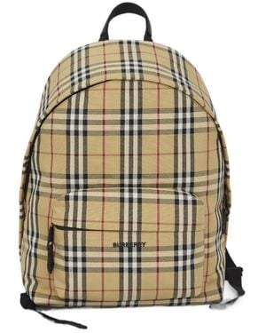 Burberry Check Pattern Zipped Backpack - Metallic