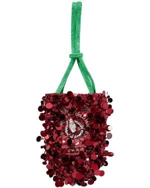Anya Hindmarch Mini Embellished Satin Bucket Bag - Red