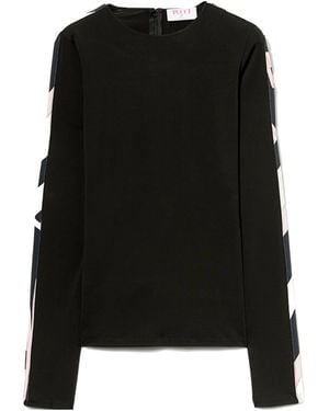 PUCCI Contrast-Trim Long-Sleeve Top - Black