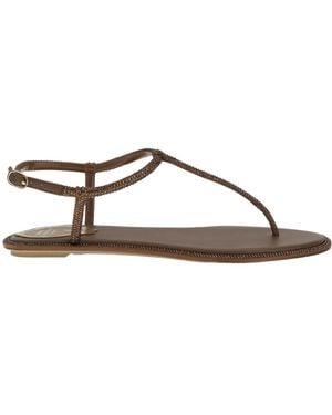 Rene Caovilla René Caovilla Diana Embellished Thong Sandals - Brown