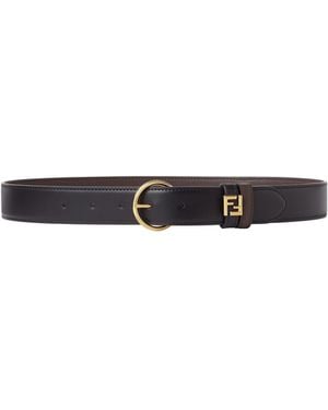 Fendi Logo Plaque Reversible Belt - White