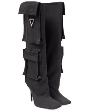 The Attico Sienna Canvas Knee-High Boots - Black