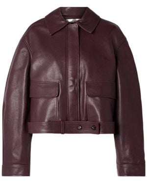 Co. Belted Leather Jacket - Purple