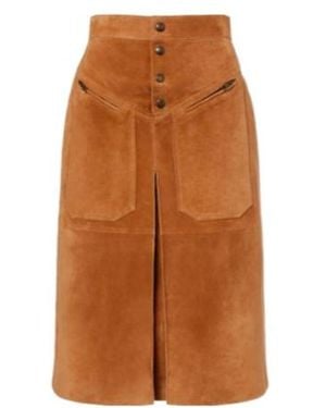 Chloé Suede Midi Skirt - Brown