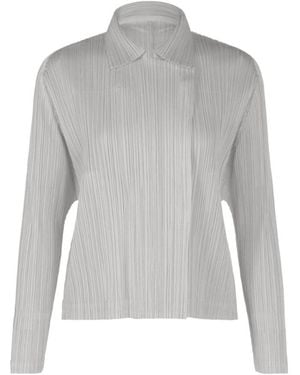 Pleats Please Issey Miyake Pleated Long-Sleeve Shirt - Grey