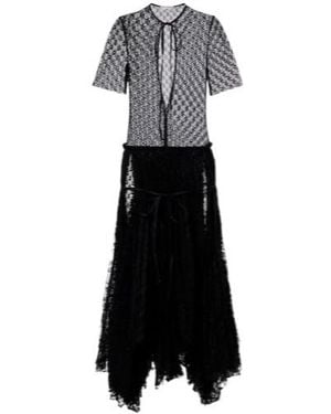 JW Anderson Sheer Pleated Lace Maxi Dress - Black