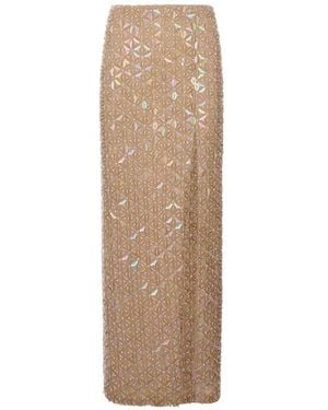 P.A.R.O.S.H. Sequin-Embellished Maxi Skirt - Natural