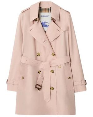 Burberry Short Tropical Gabardine Kensington Trench Coat - Pink