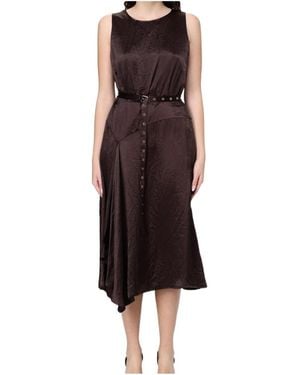 Liu Jo Belted Asymmetric Satin Midi Dress - Red