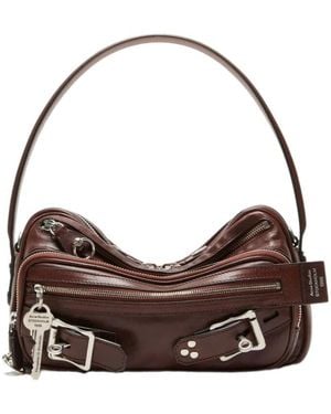 Acne Studios Camero Party Buckle Zip Leather Shoulder Bag - Brown