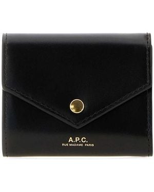 A.P.C. Envelope Leather Wallet - Black