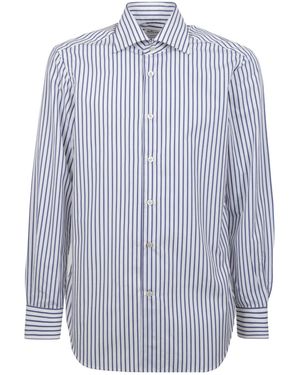 Kiton Long Sleeved Striped Shirt - Blue