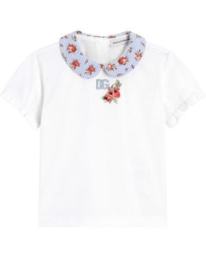 Dolce & Gabbana Floral-Print Collar Top - White