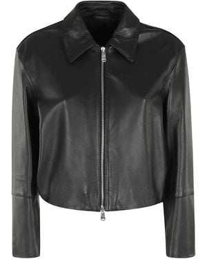 Dondup Long-Sleeved Leather Jacket - Black