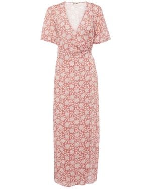 RIXO London V-Neck Short Sleeve Dress - Pink