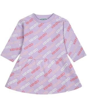 KENZO Logo-Print Cotton Dress - Purple