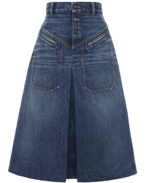 Chloé Chloé Knee-Length Denim Skirt - Blue