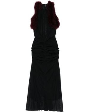 Mugler Trimmed Gathered Dress - Black