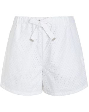 Moncler Logo-Appliquéd Embroidered Cotton Shorts - White