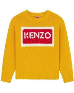 KENZO Logo Intarsia Crewneck Jumper - Yellow