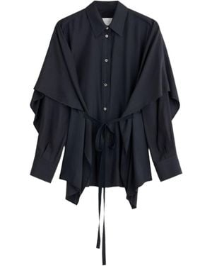 Maison Margiela Draped Cape Shirt Top - Blue