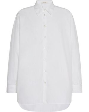 The Row Lukre Long-Sleeve Cotton Shirt - White