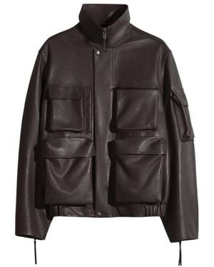 Lemaire Leather Jacket With Pockets - Black