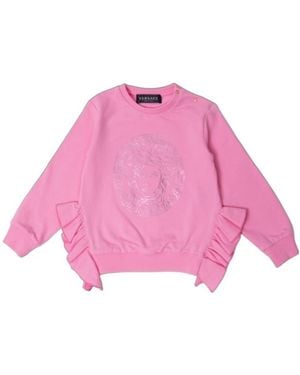 Versace Medusa Head Ruffle-Trim Sweatshirt - Pink