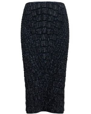 Alaïa Alaïa Embossed Pencil Skirt - Blue