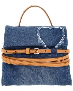 Moschino Logo Patch Wrap Clutch Bag - Blue