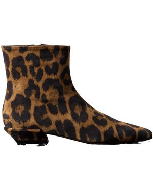 Paris Texas Leopard Print Suede Ankle Boots - Brown