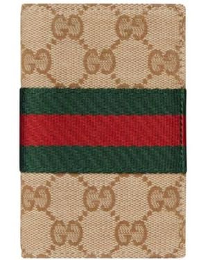 Gucci Gg Card Case With Web - Multicolour