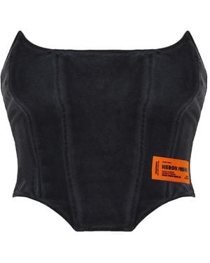 Heron Preston Logo-Patch Strapless Corset Top - Black
