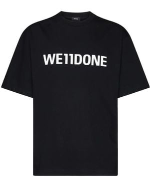 we11done Logo-Print Cotton T-Shirt - Blue