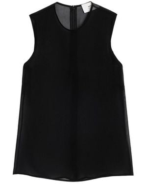 Ami Paris Semi-Sheer Sleeveless Top - Black