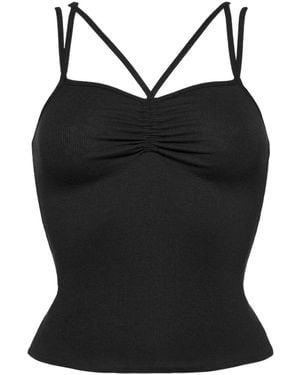Eres Nadia Cross-Strap Ribbed Tank Top - Black