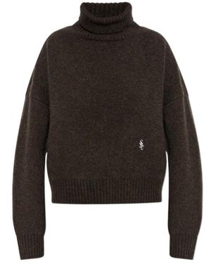Sporty & Rich Src Roll-Neck Logo-Embroidered Jumper - Black