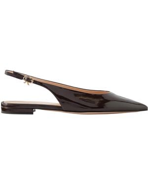 Gianvito Rossi Robbie Leather Polished-Leather Slingback Flats - Brown