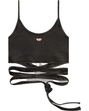 DIESEL Cotton Logo-Patch Cropped Tank Top - Black