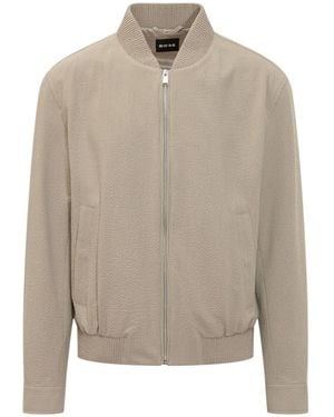 BOSS Boss H-Combo Textured Bomber Jacket - Natural
