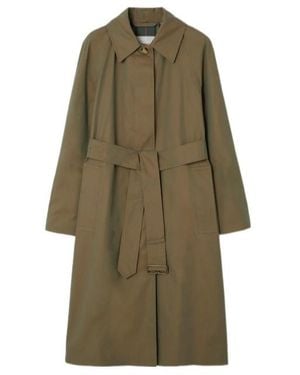 Burberry Long Gabardine Car Coat - Green