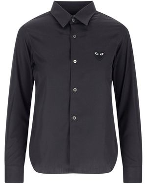 COMME DES GARÇONS PLAY Embroidered-Heart Shirt - Blue